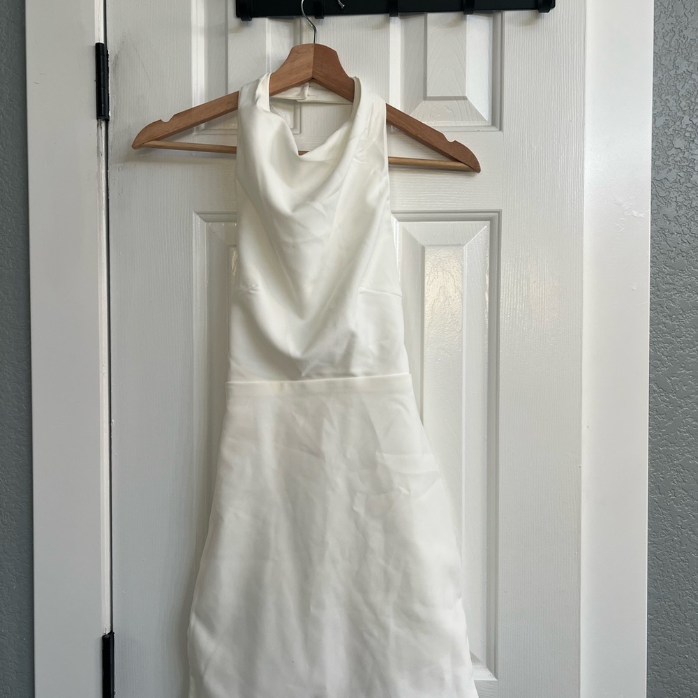 SHEIN White Backless Halter Dress